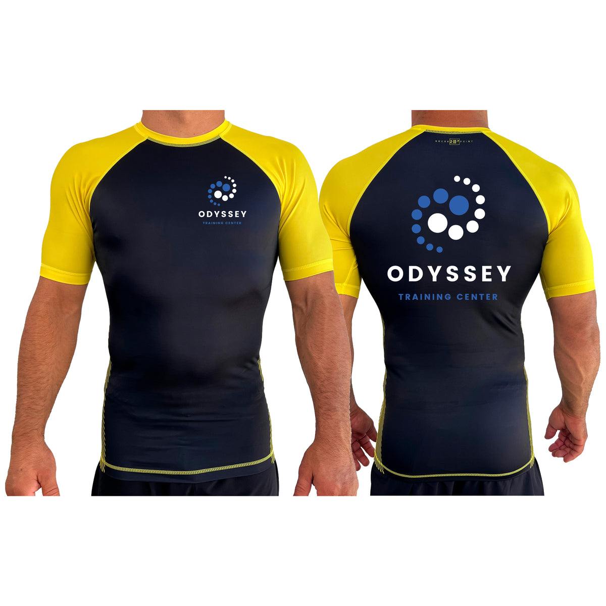Odyssey Training Center All Black Ranked Short Sleeve Rash Guards #8174 A