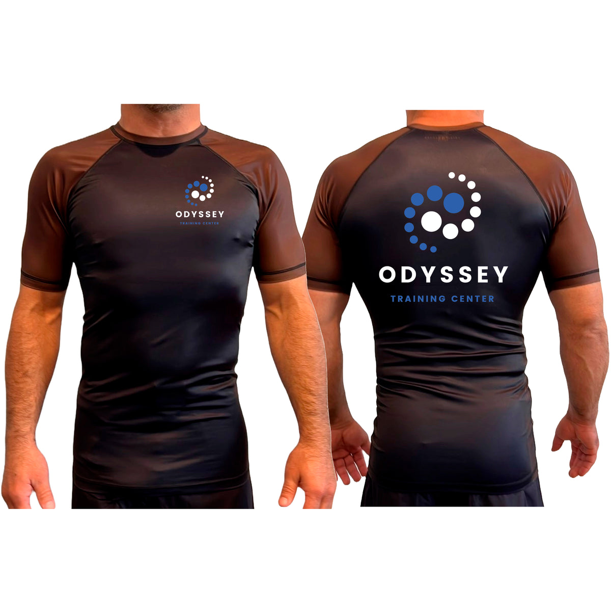 Odyssey Training Center All Black Ranked Short Sleeve Rash Guards #8174 A
