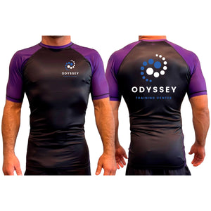 Odyssey Training Center All Black Ranked Short Sleeve Rash Guards #8174 A
