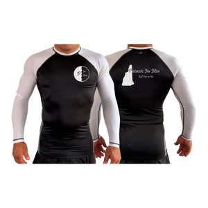Piscassic Jiu Jitsu All Black Ranked Long Sleeve Rash Guards #8175 A