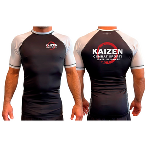 Kaizen Jiu-Jitsu Academy All Black Ranked Short Sleeve Rash Guards #8176 A