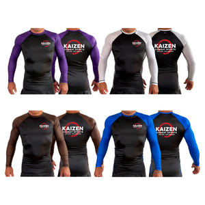 Kaizen Jiu-Jitsu Academy All Black Ranked Long Sleeve Rash Guards #8176 A