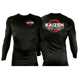 Kaizen Jiu-Jitsu Academy All Black Rash Guards Long Sleeves #8176 A