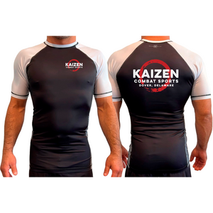 Kaizen Jiu-Jitsu Academy All Black Ranked Short Sleeve Rash Guards #8176 A