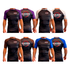 Kaizen Jiu-Jitsu Academy All Black Ranked Short Sleeve Rash Guards #8176 A