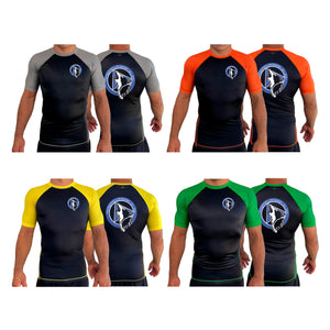 Montgomery Brazilian Jiu-Jitsu All Black Ranked Short Sleeve Rash Guards #8177 A