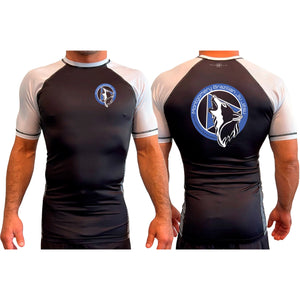 Montgomery Brazilian Jiu-Jitsu All Black Ranked Short Sleeve Rash Guards #8177 A