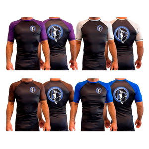 Montgomery Brazilian Jiu-Jitsu All Black Ranked Short Sleeve Rash Guards #8177 A