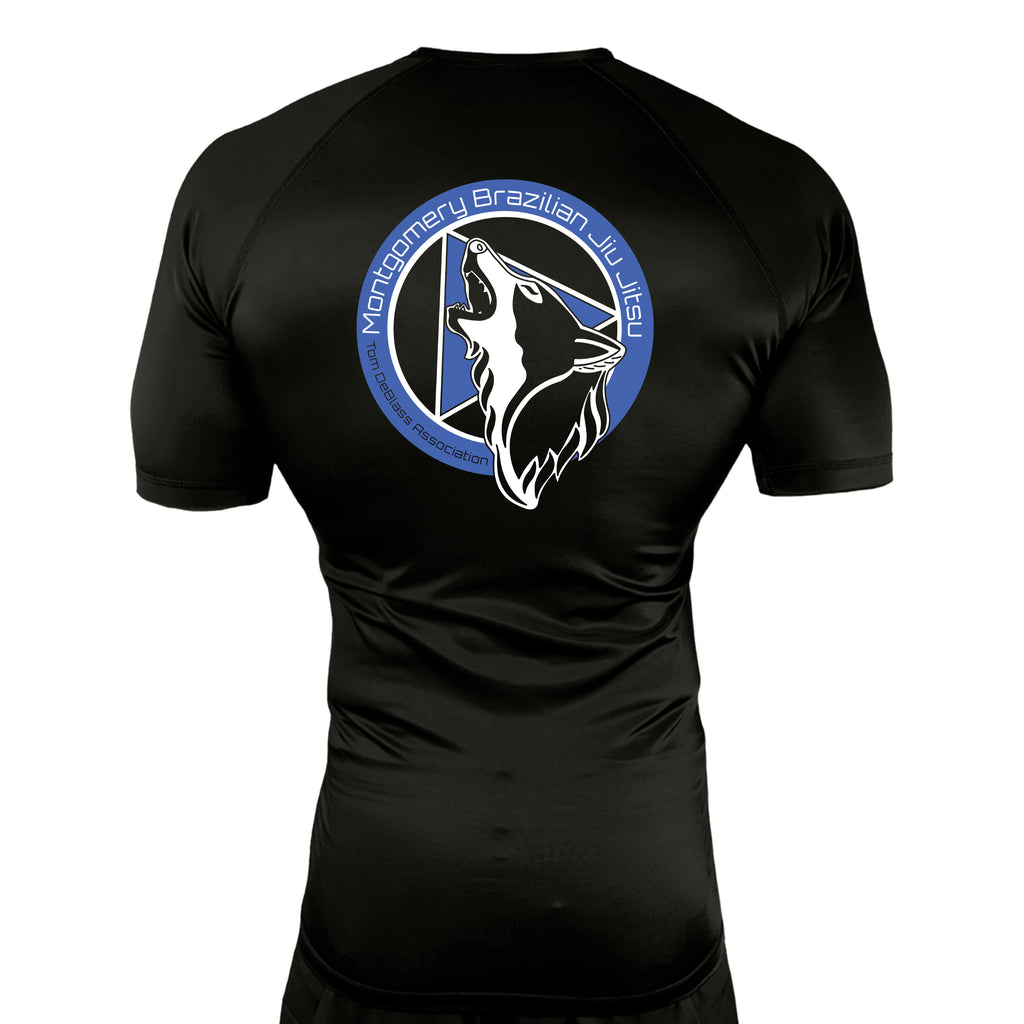 Montgomery Brazilian Jiu-Jitsu All Black Rash Guards Short Sleeves #8177 A
