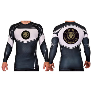 Royal MMA Academy Rash Guards Black/White #8178 A