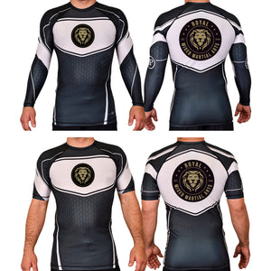 Royal MMA Academy Rash Guards Black/White #8178 A