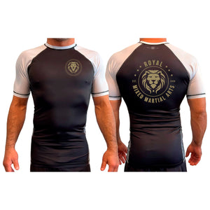 Royal MMA All Black Ranked Short Sleeve Rash Guards #8178 A