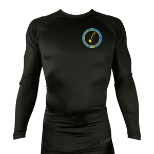 Bay Area Capoeira & Jiu Jitsu All Black Rash Guards Long Sleeves #8179 B (Blue & Yellow)