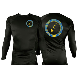 Bay Area Capoeira & Jiu Jitsu All Black Rash Guards Long Sleeves #8179 B (Blue & Yellow)