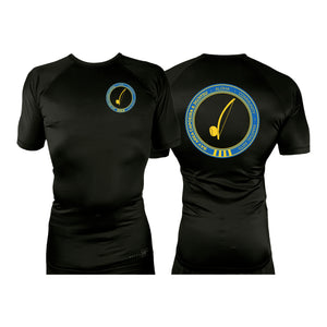 Bay Area Capoeira & Jiu Jitsu All Black Rash Guards Short Sleeves #8179 B (Blue & Yellow)