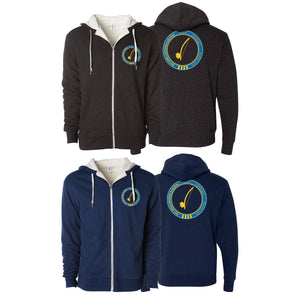 Bay Area Capoeira & Jiu Jitsu Sherpa Lined Zip-Up Hoodie #8179 B (Blue & Yellow)