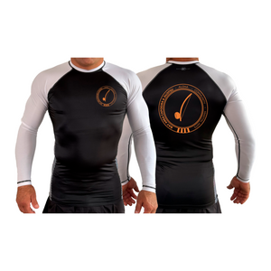 Bay Area Capoeira & Jiu Jitsu All Black Ranked Long Sleeve Rash Guards #8179 C (Black & Orange)