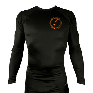 Bay Area Capoeira & Jiu Jitsu All Black Rash Guards Long Sleeves #8179 C (Black & Orange)