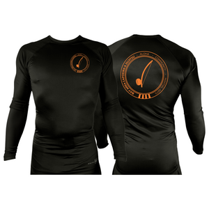 Bay Area Capoeira & Jiu Jitsu All Black Rash Guards Long Sleeves #8179 C (Black & Orange)