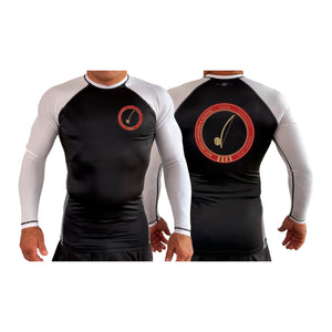 Bay Area Capoeira & Jiu Jitsu All Black Ranked Long Sleeve Rash Guards #8179 D (Red & Gold)