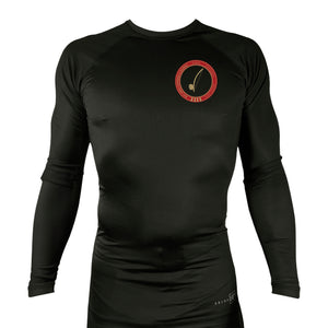 Bay Area Capoeira & Jiu Jitsu All Black Rash Guards Long Sleeves #8179 D (Red & Gold)