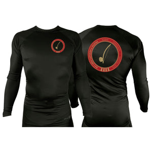 Bay Area Capoeira & Jiu Jitsu All Black Rash Guards Long Sleeves #8179 D (Red & Gold)