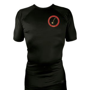Bay Area Capoeira & Jiu Jitsu All Black Rash Guards Short Sleeves #8179 D (Red & Gold)