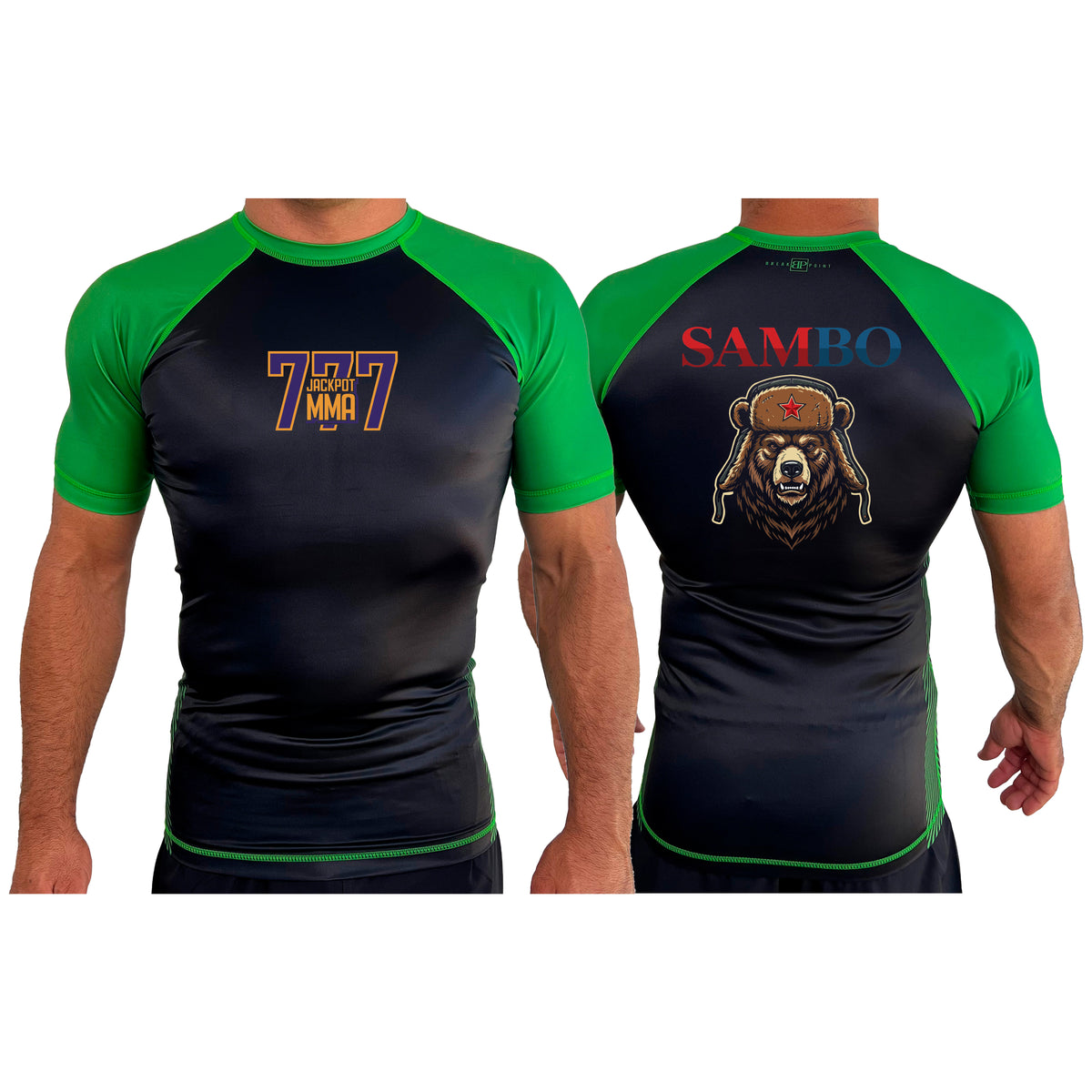 Jackpot MMA All Black Ranked Short Sleeve Rash Guards #8180 A