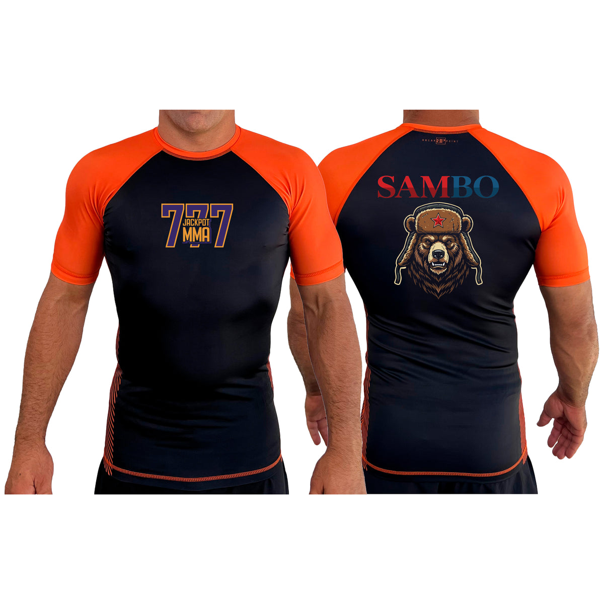 Jackpot MMA All Black Ranked Short Sleeve Rash Guards #8180 A
