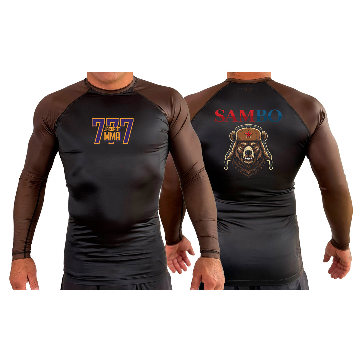 Jackpot MMA All Black Ranked Long Sleeve Rash Guards #8180 A