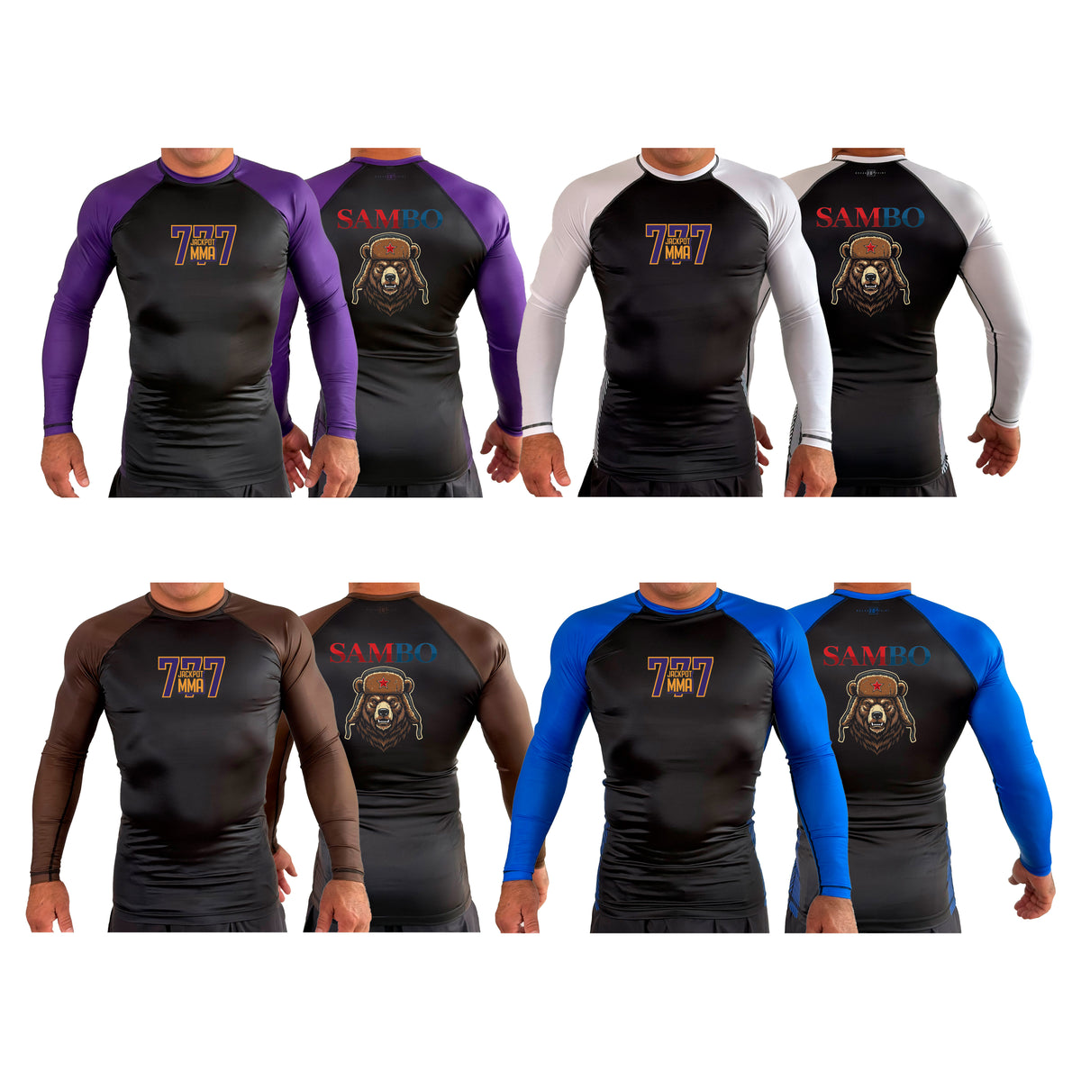 Jackpot MMA All Black Ranked Long Sleeve Rash Guards #8180 A