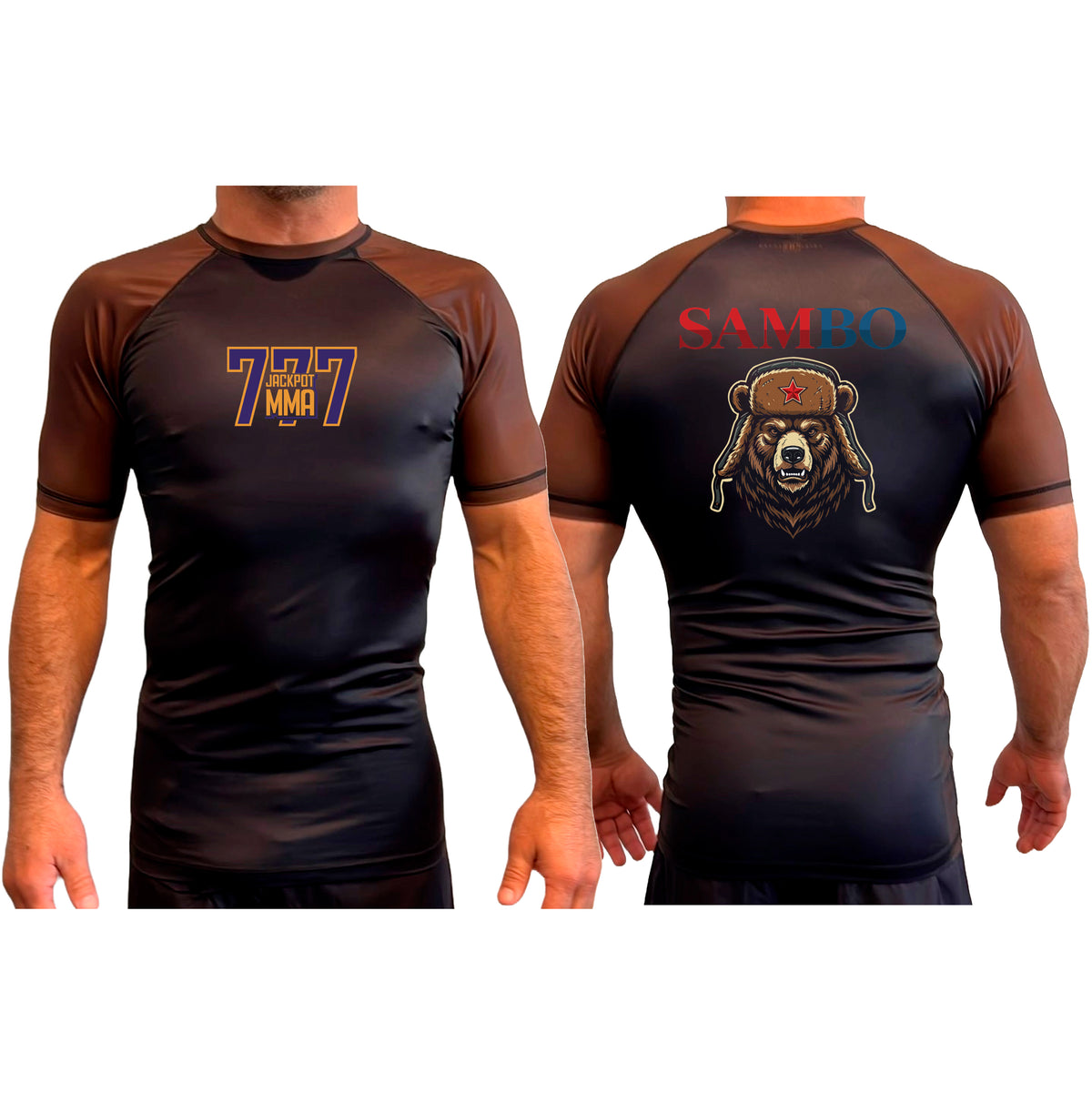 Jackpot MMA All Black Ranked Short Sleeve Rash Guards #8180 A