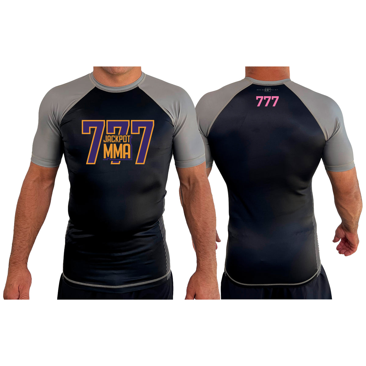Jackpot MMA All Black Ranked Short Sleeve Rash Guards #8180 B
