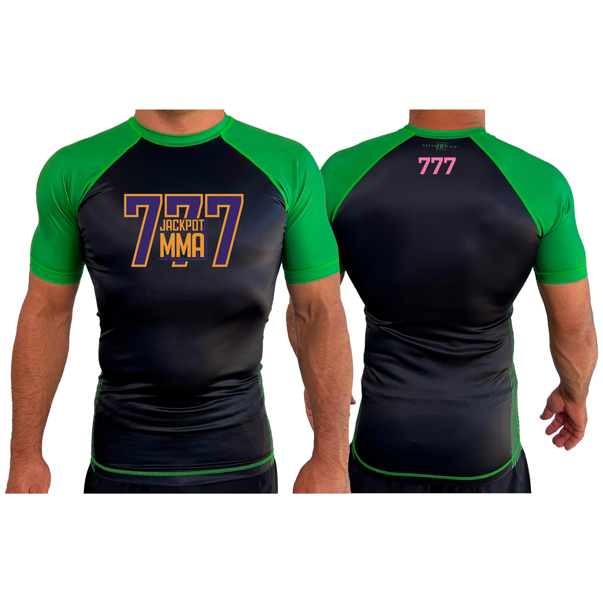Jackpot MMA All Black Ranked Short Sleeve Rash Guards #8180 B