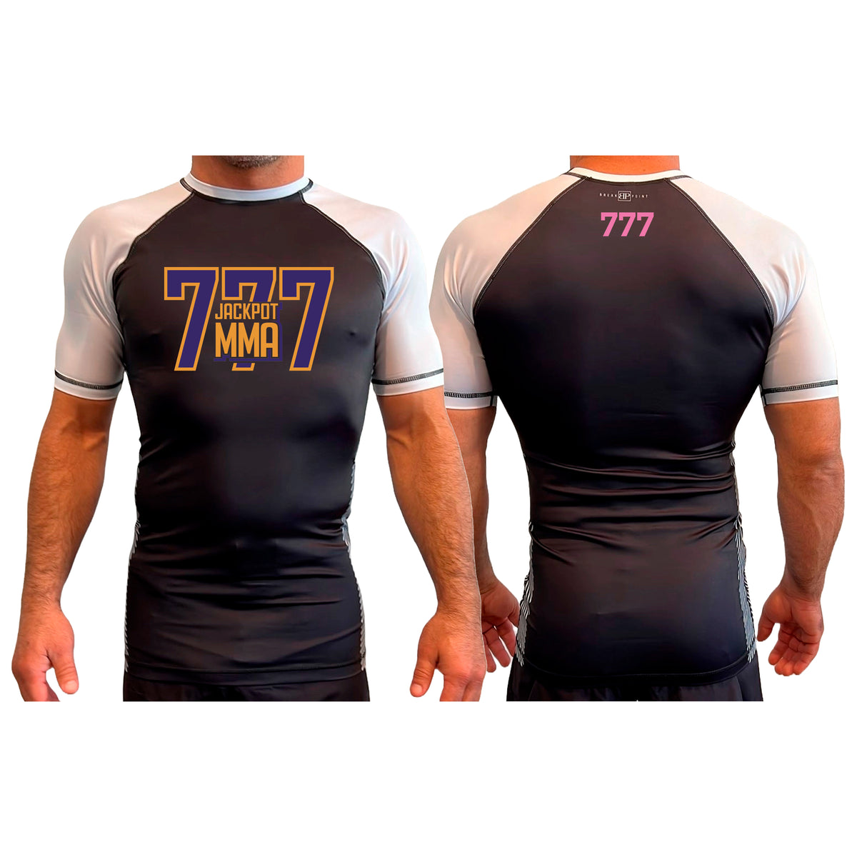 Jackpot MMA All Black Ranked Short Sleeve Rash Guards #8180 B