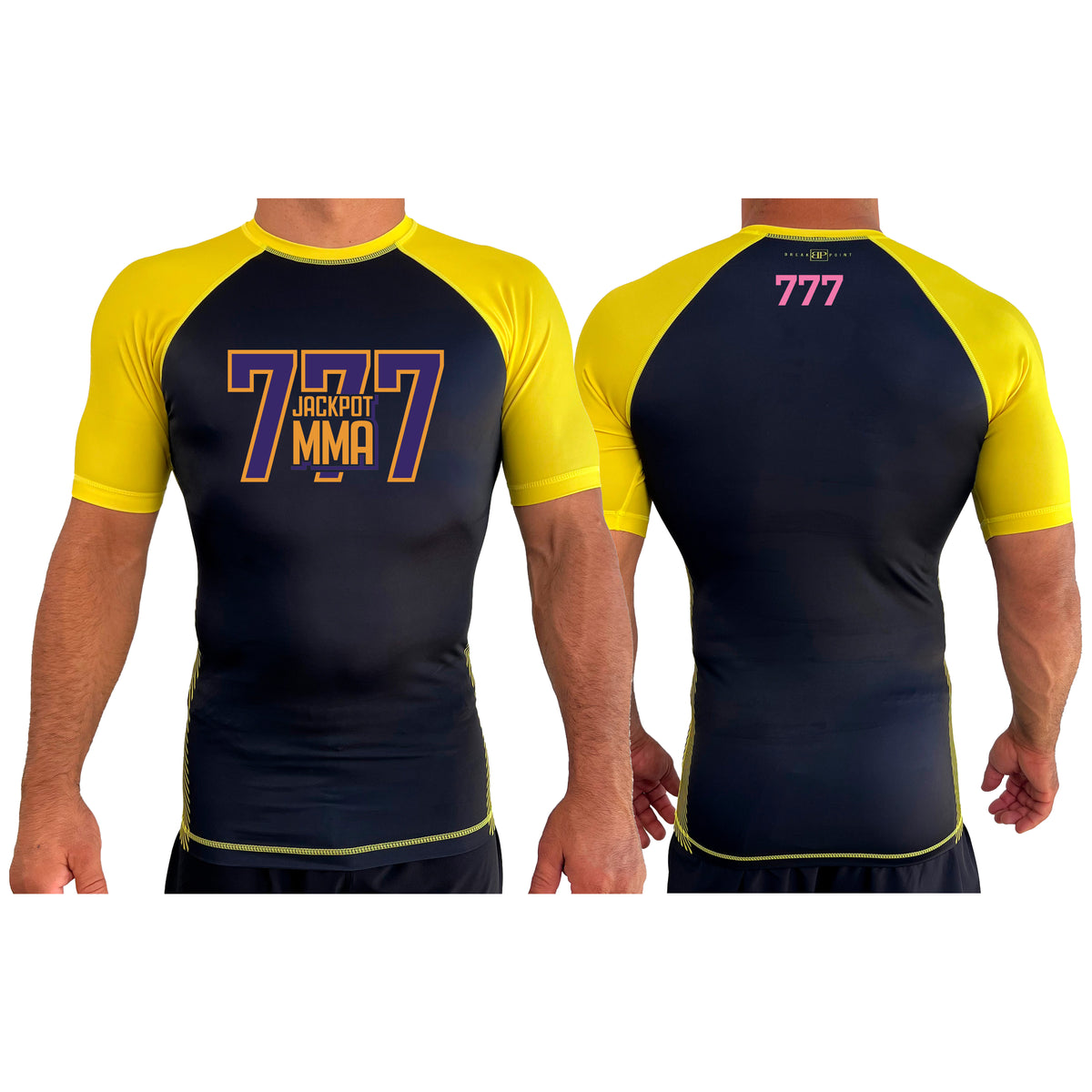 Jackpot MMA All Black Ranked Short Sleeve Rash Guards #8180 B
