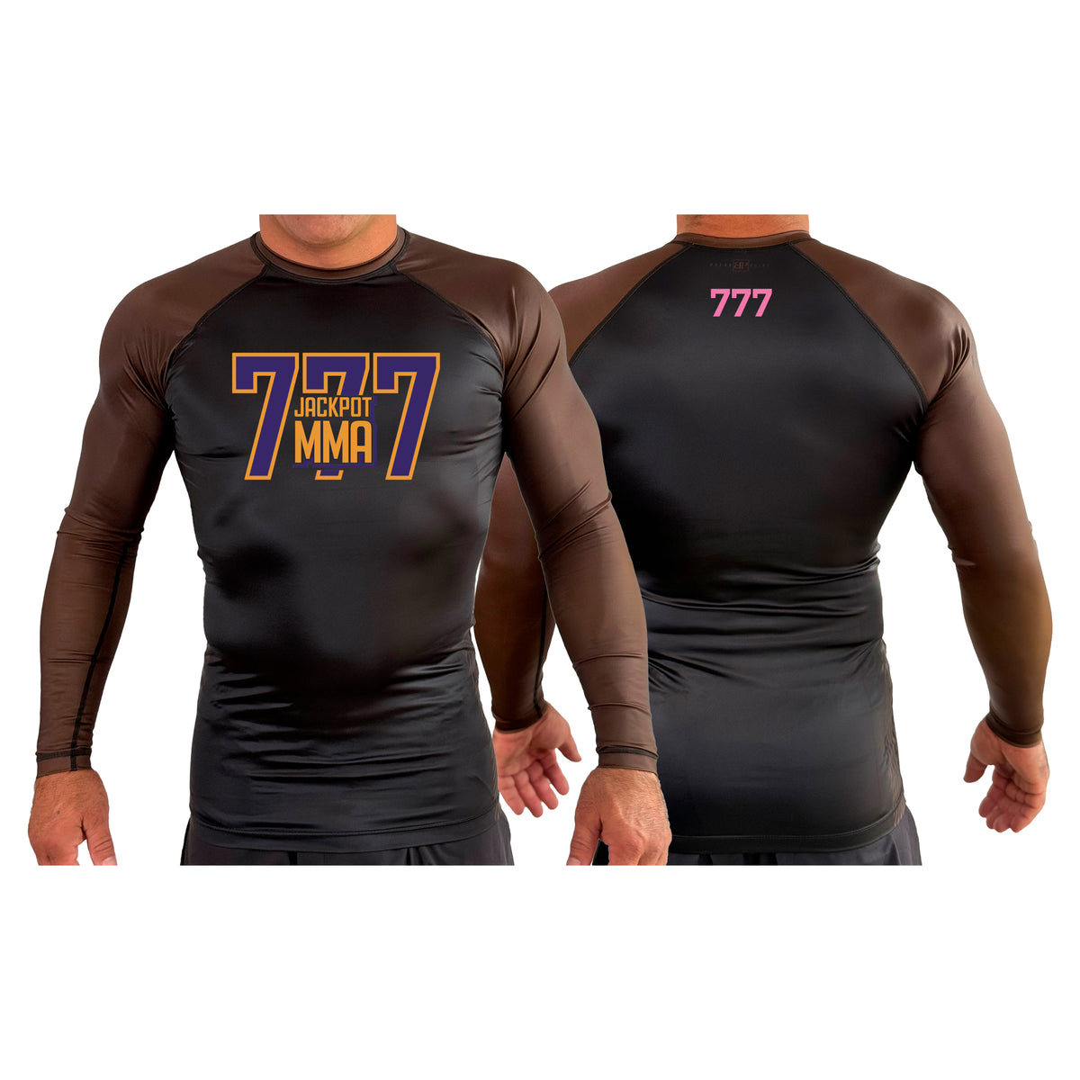 Jackpot MMA All Black Ranked Long Sleeve Rash Guards #8180 B