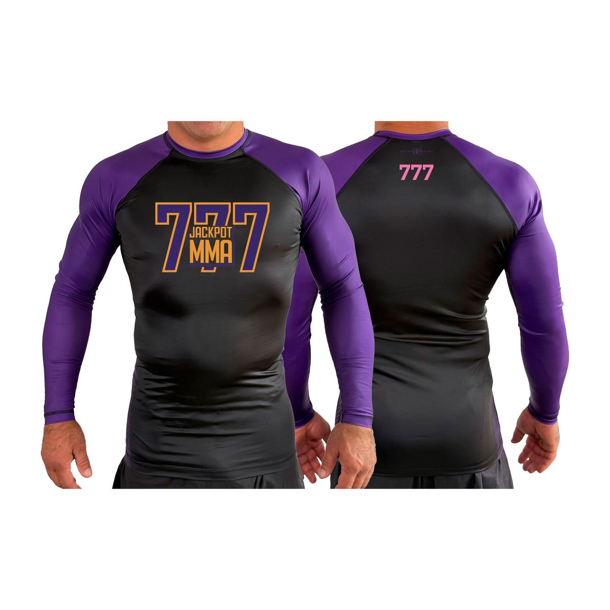 Jackpot MMA All Black Ranked Long Sleeve Rash Guards #8180 B