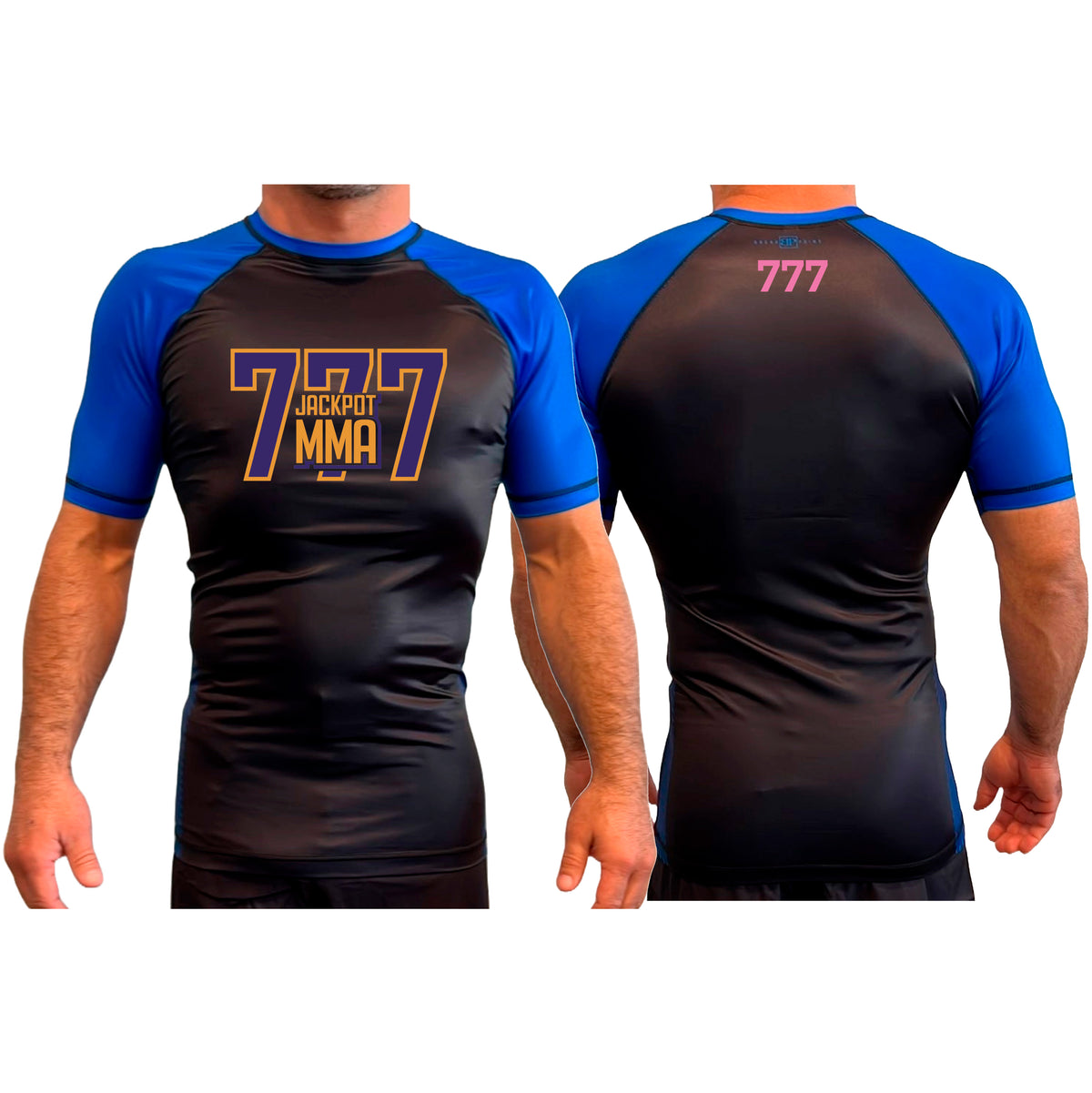 Jackpot MMA All Black Ranked Short Sleeve Rash Guards #8180 B