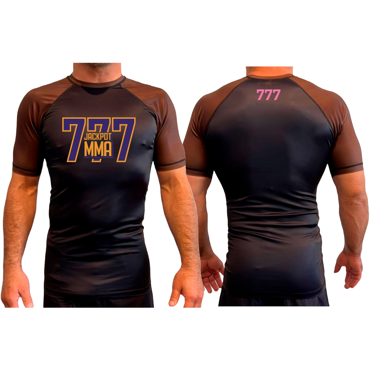 Jackpot MMA All Black Ranked Short Sleeve Rash Guards #8180 B