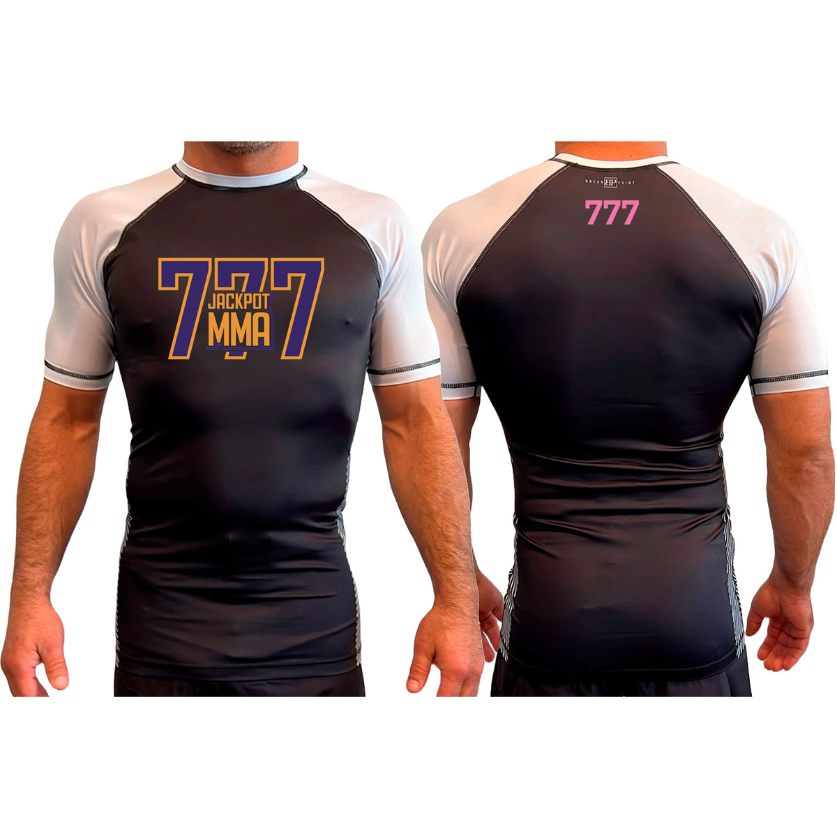 Jackpot MMA All Black Ranked Short Sleeve Rash Guards #8180 B