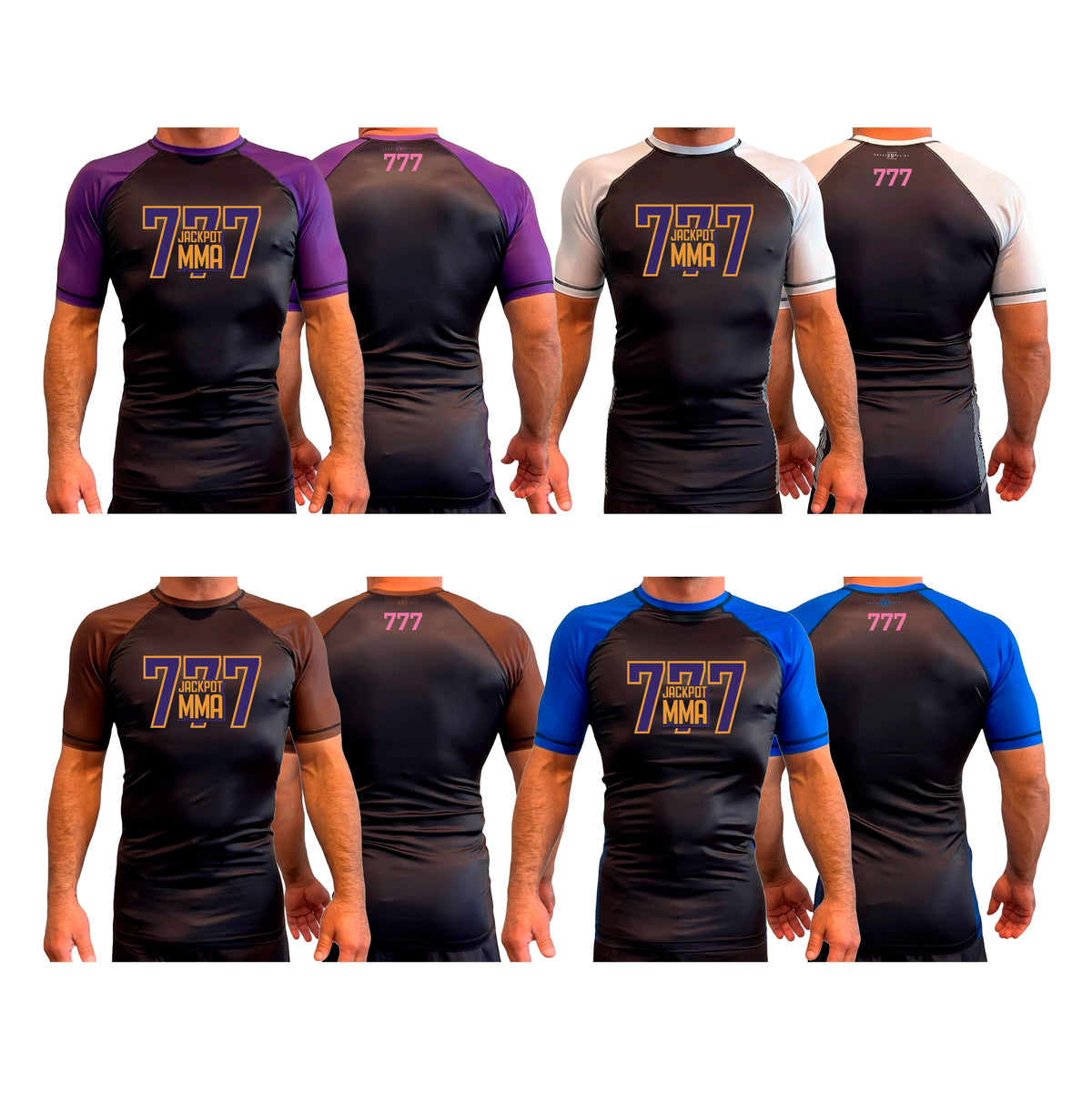 Jackpot MMA All Black Ranked Short Sleeve Rash Guards #8180 B