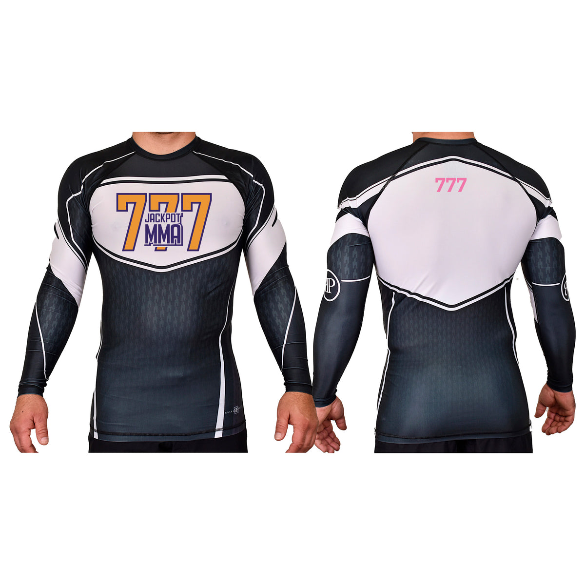 Jackpot MMA Academy Rash Guards Black/White #8180 C