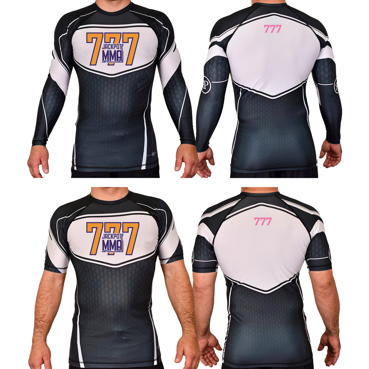 Jackpot MMA Academy Rash Guards Black/White #8180 C