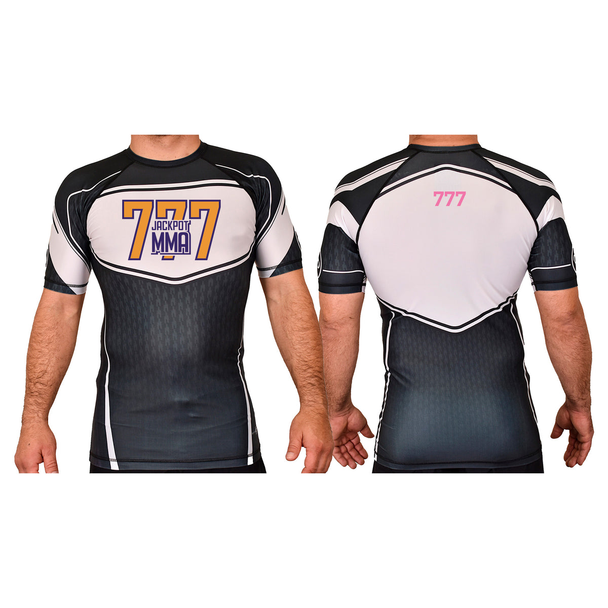 Jackpot MMA Academy Rash Guards Black/White #8180 C