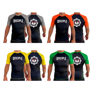 Disciple MMA All Black Ranked Short Sleeve Rash Guards #8181 D