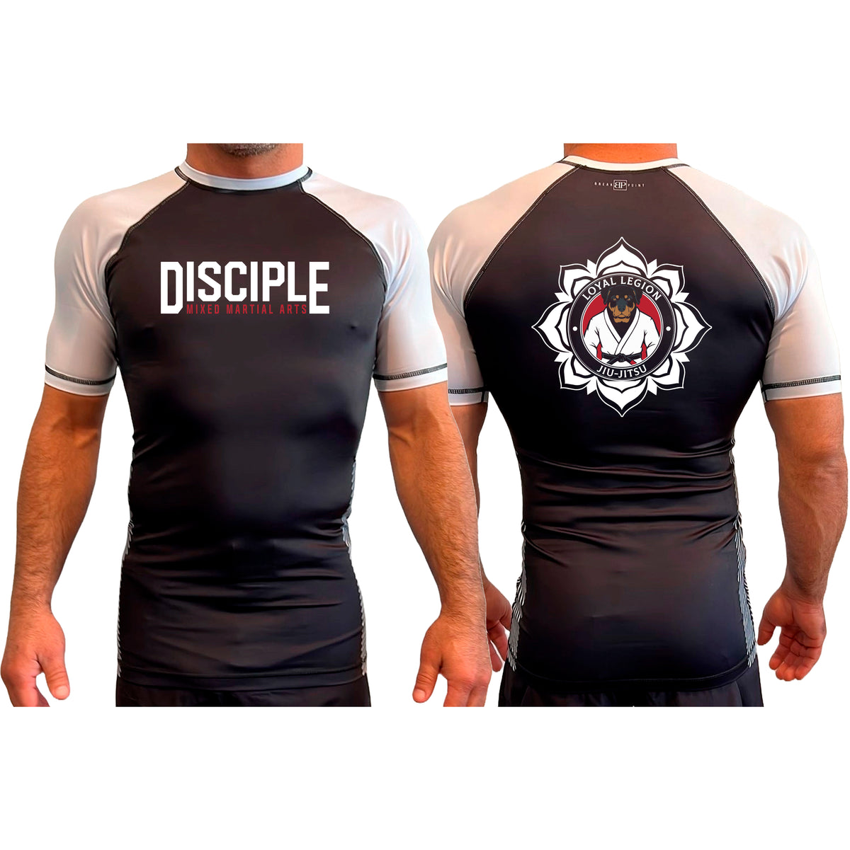 Disciple MMA All Black Ranked Short Sleeve Rash Guards #8181 D
