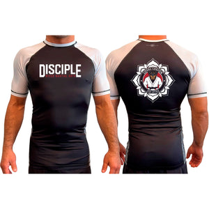 Disciple MMA All Black Ranked Short Sleeve Rash Guards #8181 D