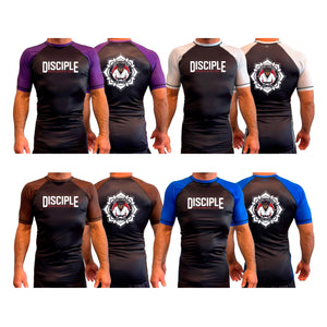 Disciple MMA All Black Ranked Short Sleeve Rash Guards #8181 D