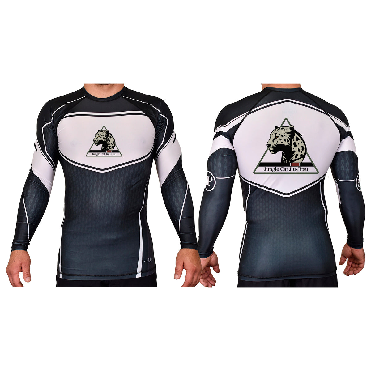Jungle Cat Jiu Jitsu Academy Rash Guards Black/White #8182 A